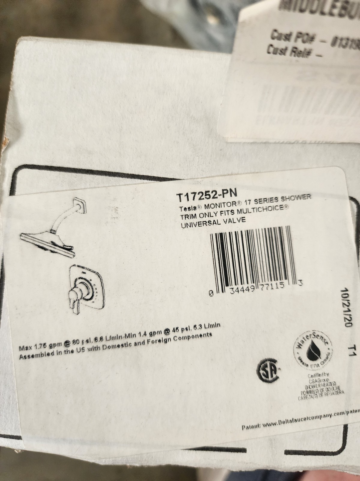 Delta T17252-PN Tesla 17 Series H2Okinetic Shower Trim, Poli