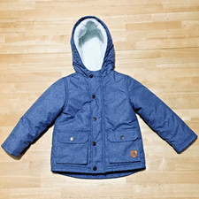 Little Me Jacket Boys Toddler 2T Blue Hooded Full Zip and Snaps Dino Explorer