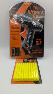 NEW Webcaster Gun SPIDER WEB Shooter Hot Glue Air Compressor Halloween Refills