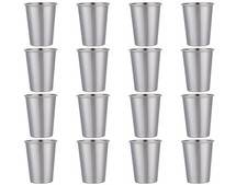 16 Pack Stainless Steel Cups 12oz Reusable Metal Pint Drinking Glasses