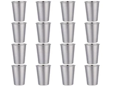 16 Pack Stainless Steel Cups 12oz Reusable Metal Pint Drinking Glasses