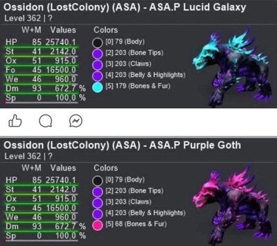 ARK SURVIVAL ASCENDED OFFICIAL PVE TOP STATS OSSIDON CLONE