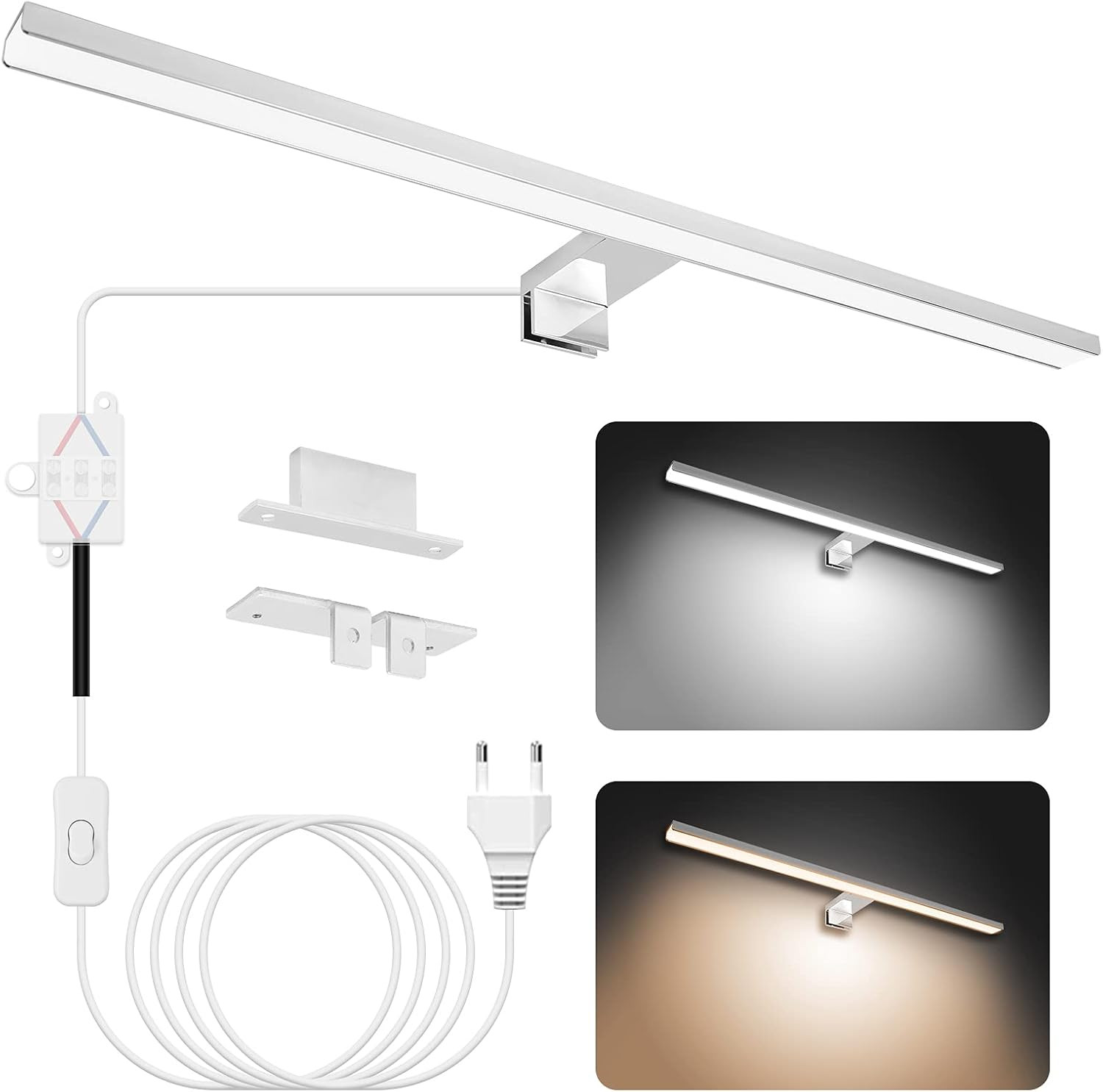 Luce LED Bagno 15W 60cm Risparmio Energetico - Doppia Luce 4000K-6000K