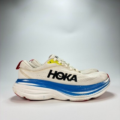 Hoka One One Bondi 8 White Blue Running Shoes Sneakers 1123202 BVR Men s Size 7D