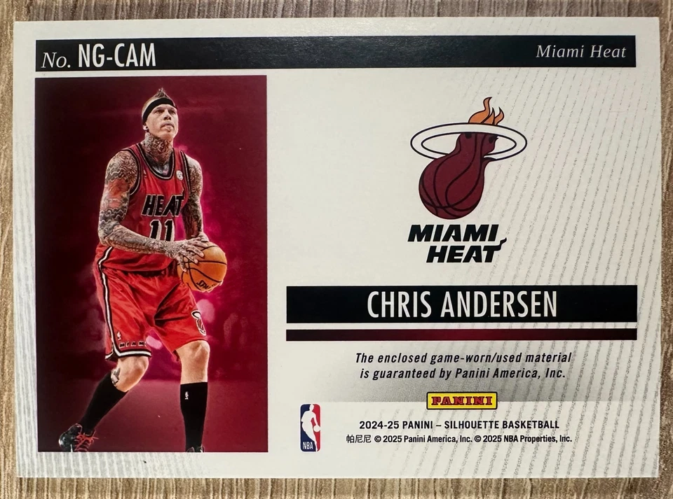 CHRIS ANDERSEN 2024-25 PANINI SILHOUETTE NBA GEAR HOLO SILVER #NG-CAM #10/25 - Изображение 2 из 2