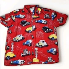 Mens XL Paradise Found Hawaiian Shirt Hot Rod Drag Race Car 100% Rayon (E1)
