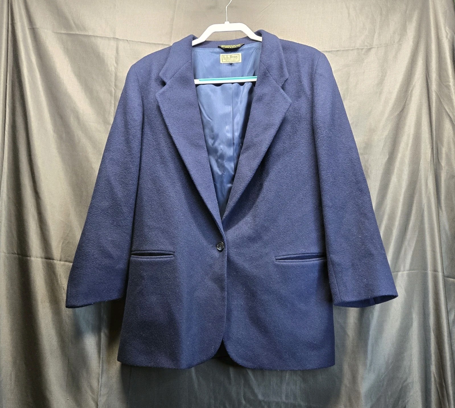 Vintage LL Bean MADE IN USA Wool/Cashmere Blend Blue Blazer Jacket Women's 12 R
