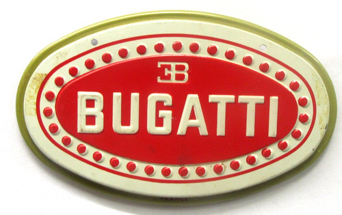 1950's BUGATTI metal car emblem plaque Wheaties Cereal Premium