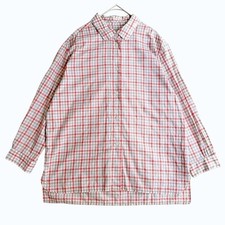 MARGARET HOWELL MHL. Cotton Check 3/4 Sleeve Shirt Size 2 Japanese Natural