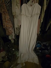 David's Bridal White Sleeveless Full-Length Wedding Dress with Lace Detailing