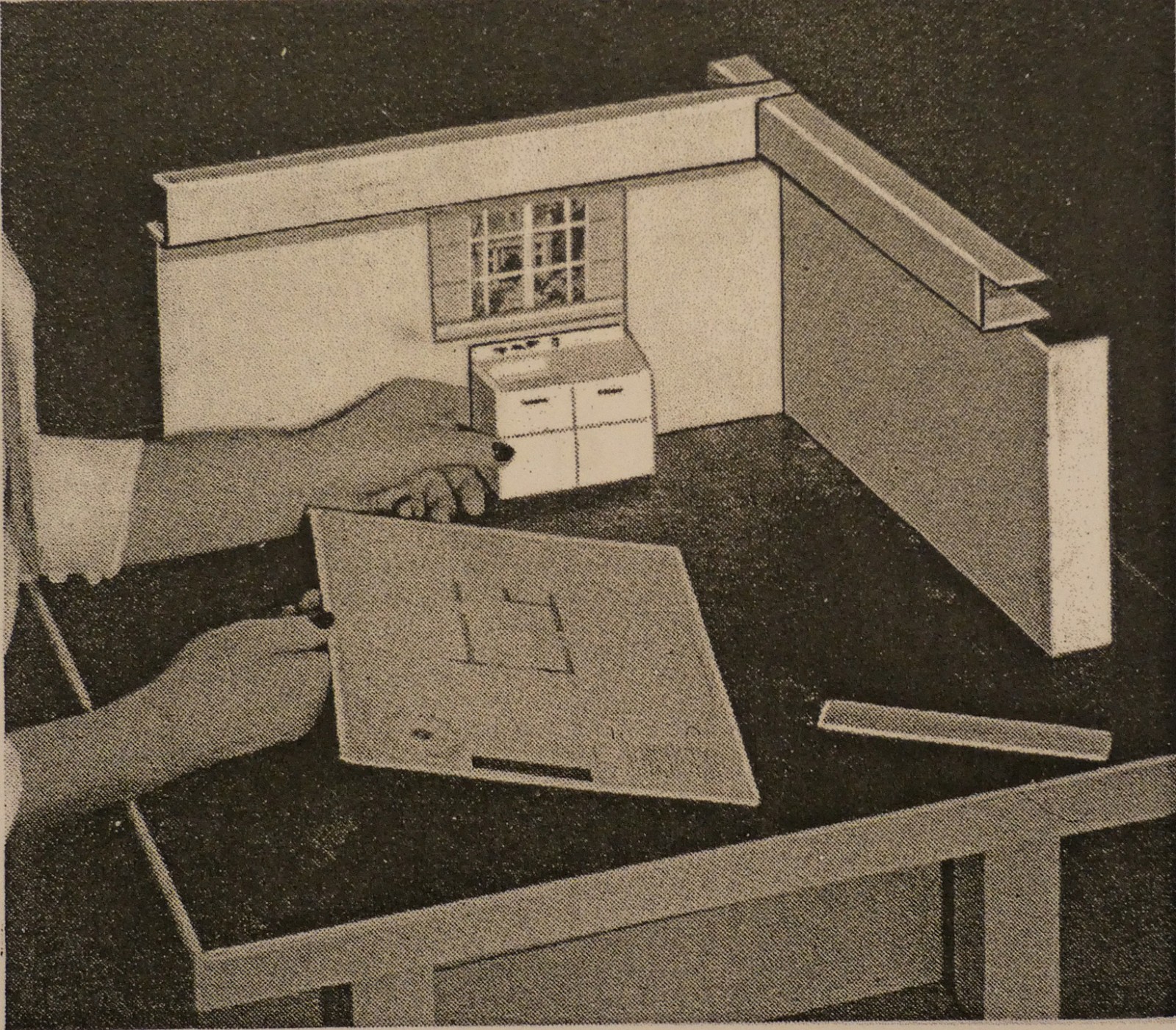 1950 GENERAL ELECTRIC SALESMAN SAMPLE -APPLIANSET-MINIATURE DESIGN-A-KITCHEN SET