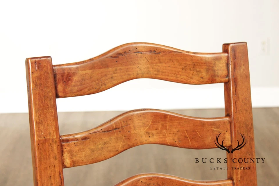 Juego de seis sillas de comedor Bausman con respaldo de escalera provincial del país francés Foto 4 de 4