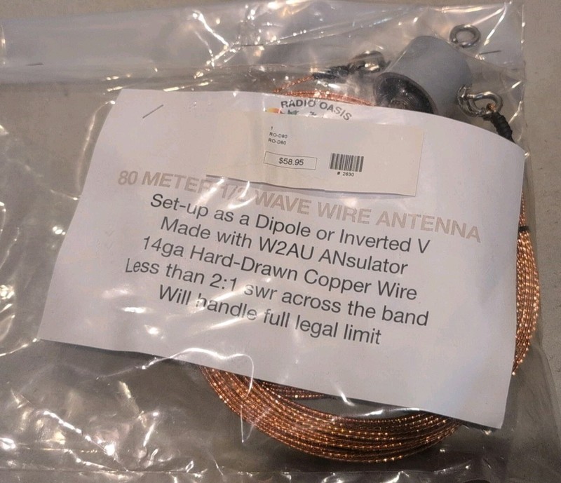 Radio Oasis 80 Meter 1/2 Wave Copper Wire Antenna