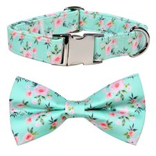 1 PC Pink Flowers Dog Bow Tie Collar Accessory Detachable Bowtie Adjustable