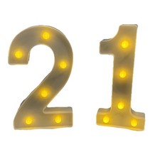 21 LED Marquee Light Up Numbers Birthday Party Decor Sign Gold Battery Operated