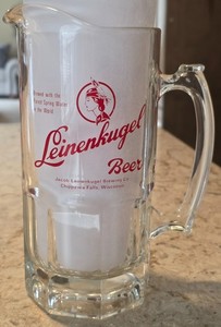 Rare 60s Leinenkugel Indian Maiden 8" 2-Sided beer pitcher - Heavy/Near Mint 