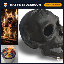 Skull Fire Pit Log - Metal Halloween Decor, Unique Outdoor Fire Feature