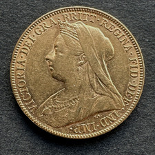 1898 QUEEN VICTORIA VEILED HEAD FULL SOVEREIGN COIN 22ct GOLD