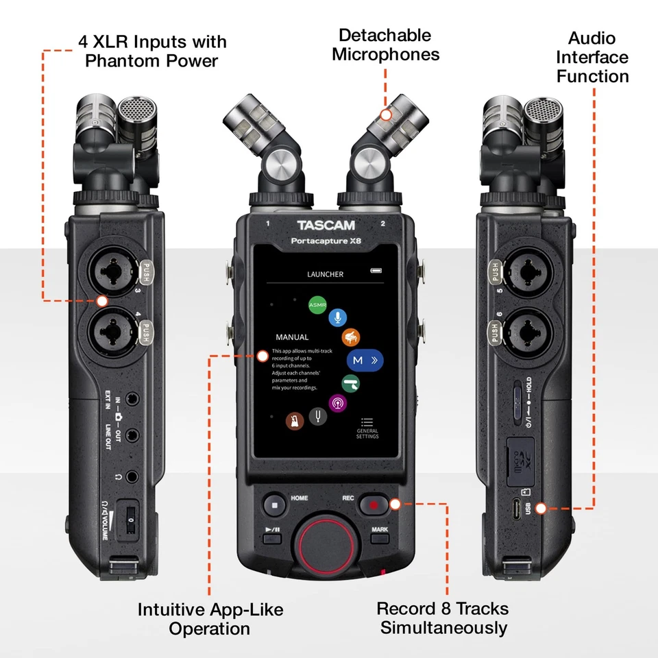 TASCAM X8 Portacapture High-Resolution Adaptive Recorder Recording Live Sound - Image 3 of 4