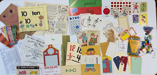 Vintage School Junk Journal Authentic Ephemera & Embellishments 150 plus items