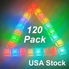 120x Waterproof Light Up Led Ice Cube for Party Drinks Glowing Flashing Ice Cube