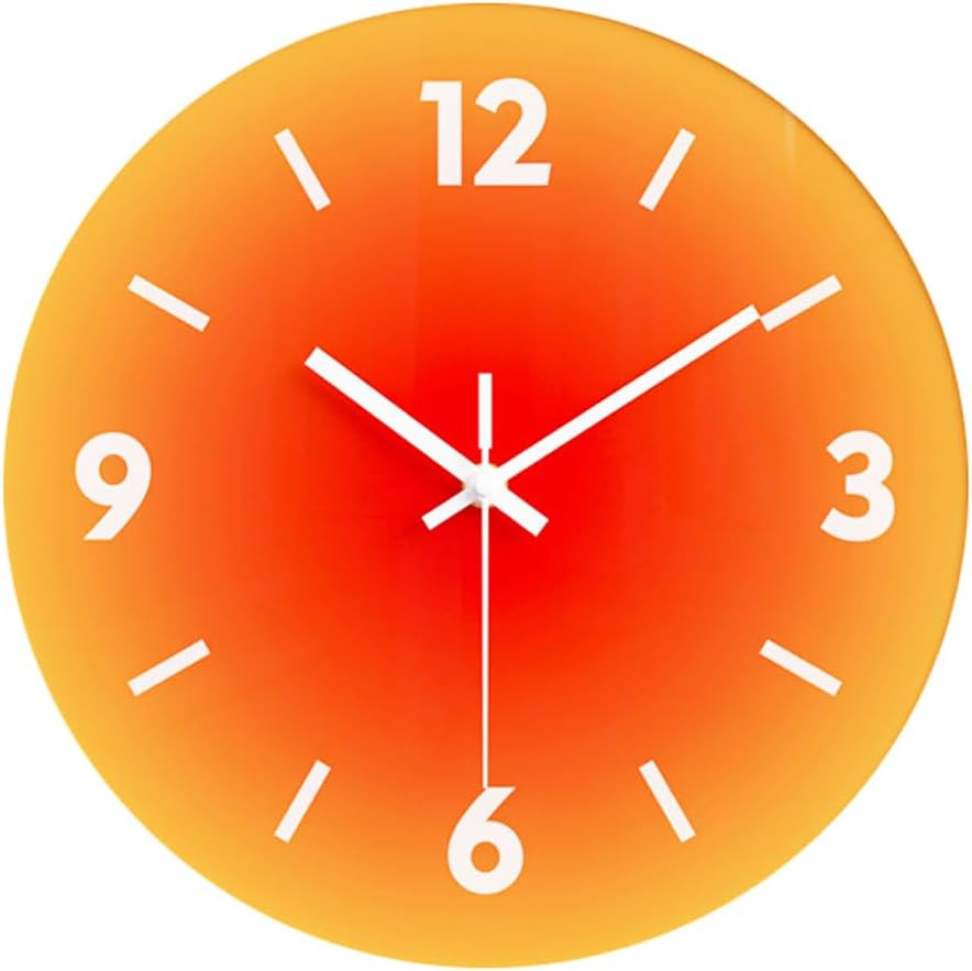 12 in Modern Wall Clock, Silent Glass Clock, Decorative Wall Clocks for Living R