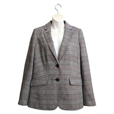 Talbots Aberdeen Knit Glen Plaid Jacquard Blazer Sz 8