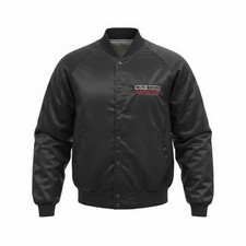 Vintage Hartwell Satin CSX Transportation Button Up Baseball Jacket Black Large