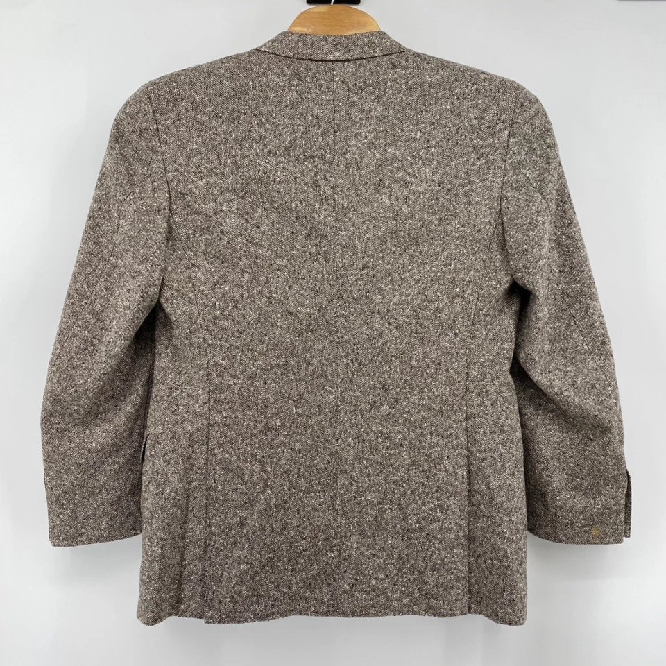 Canali Exclusive Mens 44 Wool Silk Blend Tweed Blazer Jacket Made in Italy Brown - Image 2 of 4