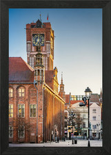 Old Town Hall Clock Tower Framed Wall Art Poster Canvas Print Picture
