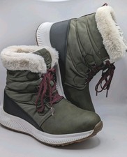 Animal Snow Boots UK 8 Waterproof Fur Lined Khaki White Warm Furry Winter Boot