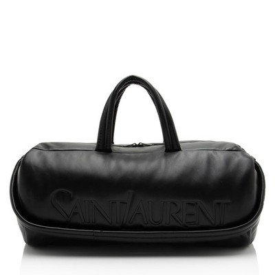 Saint Laurent Lambskin Logo Puffer Duffle