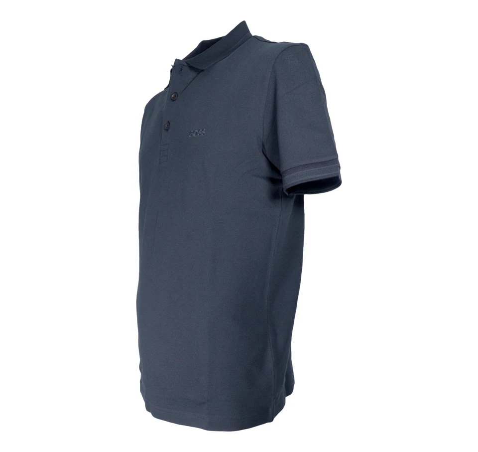 BOSS Polo Uomo Paddy In Pique Di Cotone Con Logo Sottocollo 50469055 Colore Blu - Immagine 2 di 3