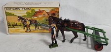 BRITAINS VILLAGE FARM HORSE ROLLER W/MAN 9F VINTAGE 3 PIECE SET IOB ENGLAND