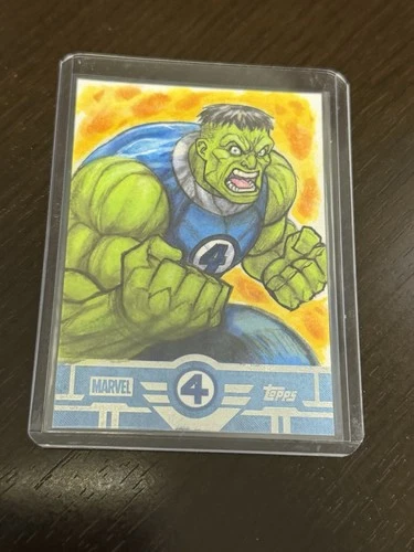 2026 Topps Finest Fantastic Four Hulk Sketch Card Andrew Fernandes Artist Sig