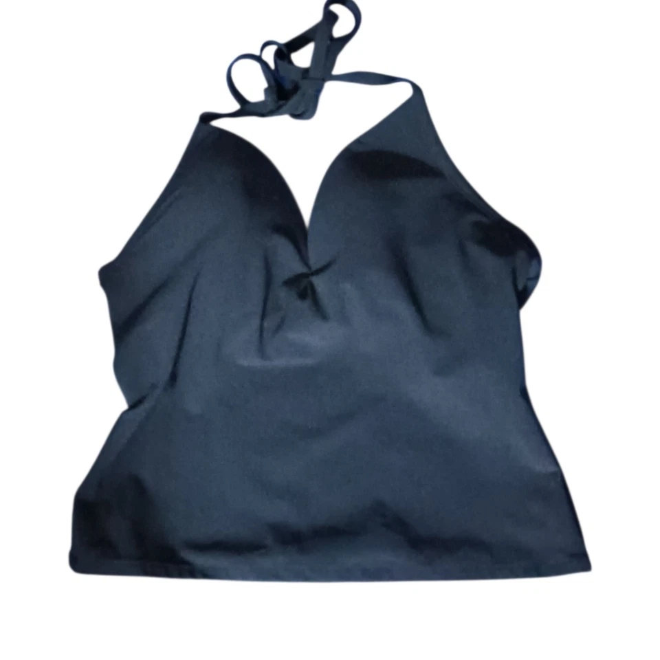 Victoria's Secret Negro Halter Tankini Top de Baño 32B Hecho en EE. UU. Traje de Baño Foto 2 de 4