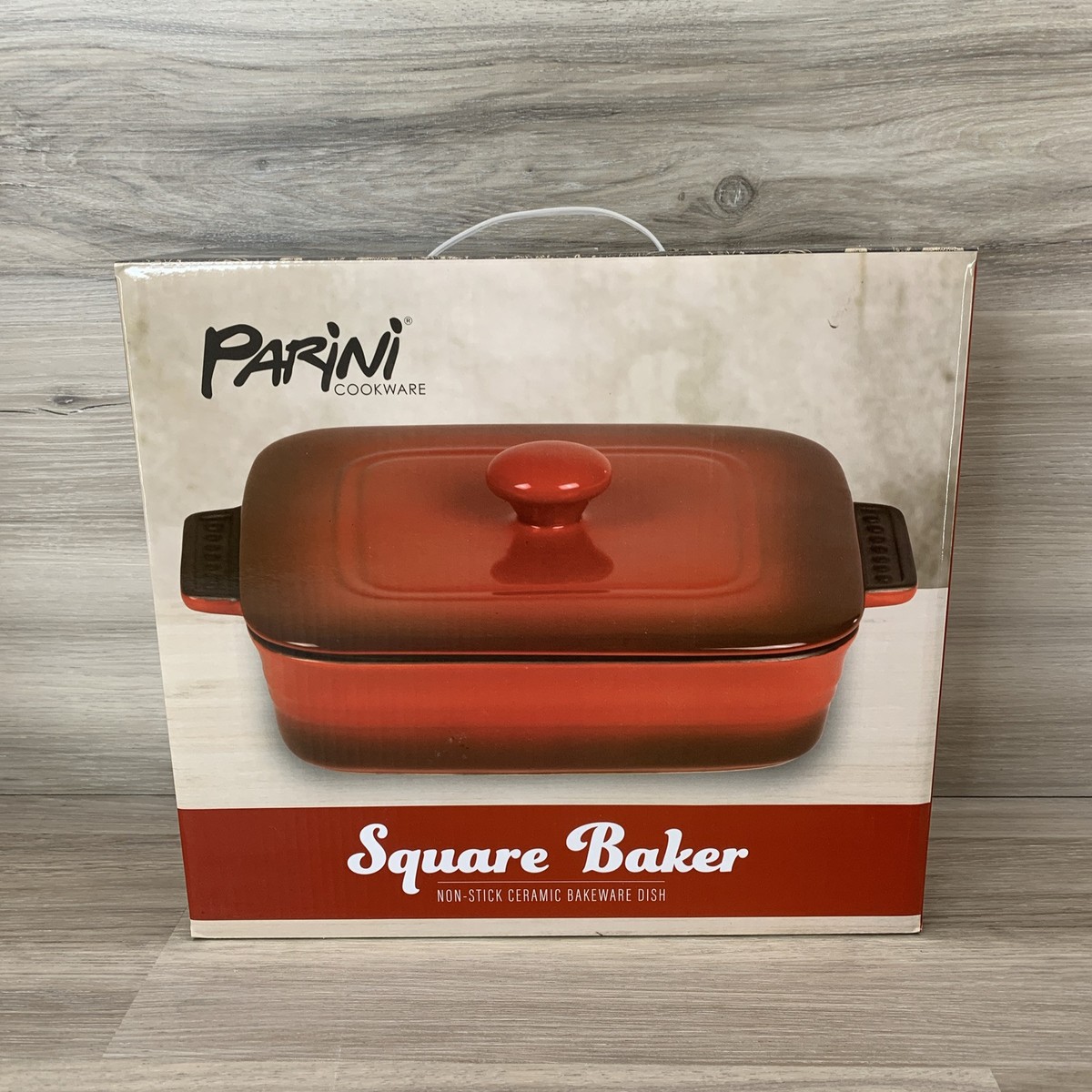 Parini Cookware 9” Ceramic Square Baker With Lid Non-stick Bakeware Dish NEW