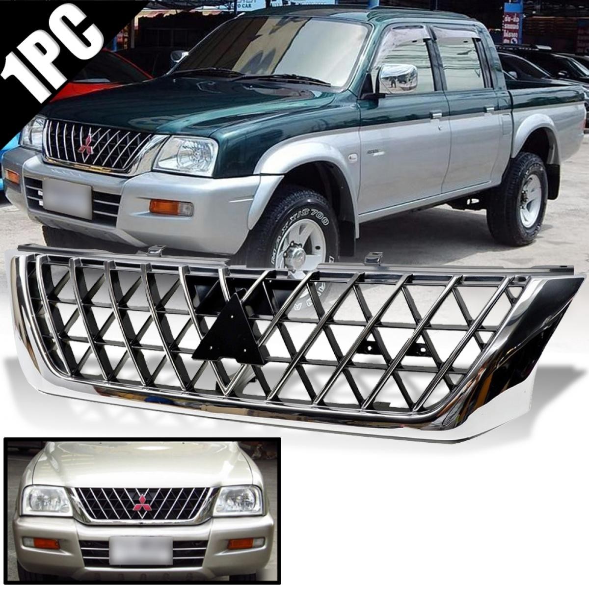 Grille Front Bumper Chrome W/O Logo For Mitsubishi L200 Strada