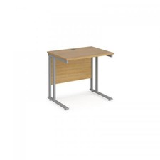 Image of Maestro 25 straight desk 800mm x 600mm - silver cantilever leg frame, oak top