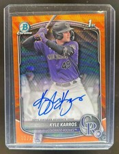 2025 Bowman Chrome Kyle Karros Auto Orange Wave Refractor 1st Prospect #02/25