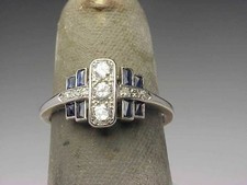 Art Deco 3.40 Ct Diamond  Sapphire Vintage Wedding Ring 925 Sterling Silver