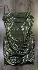 Forever 21 Women’s Green Shiny Short Dress Size L #308 