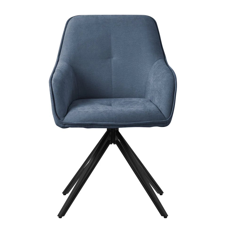 Chaise de salle à manger bleu pivotante à 360° fauteuil rembourrée de salon - Photo 2/4