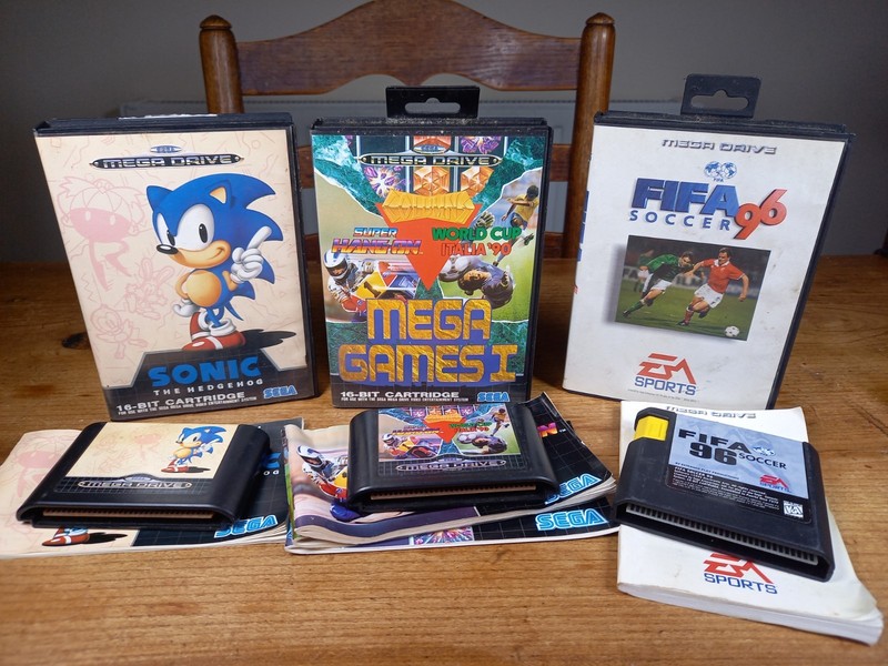 3x Mega Drive Games - Sonic the Hedgehog, Mega Games 1 & Fifa 96