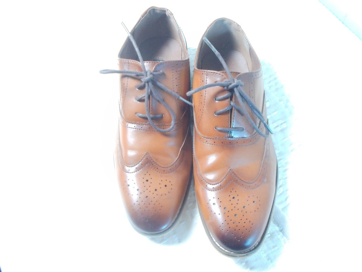 stacy adams light brown dress shoes Stacy Adams Kallum Mens Cognac Brown Lace-up Oxford Leather Dress Shoe   The Suit Depot