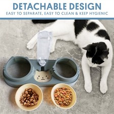 Triple Cat Bowls with Automatic Water Dispenser 3 in 1,15 Tilted Raised