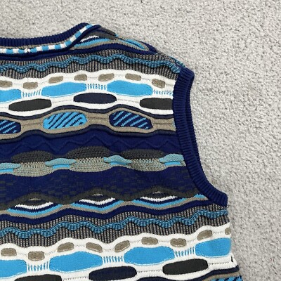 Vintage Sweater Vest Womens Blue 3D Knit Texture 90s Biggie