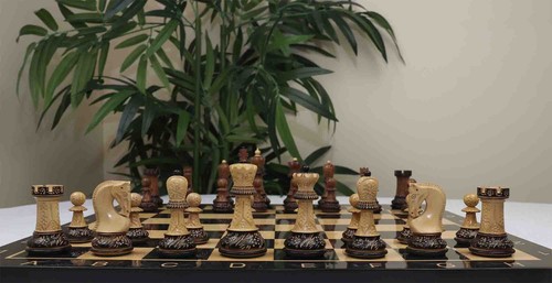 Zagreb '59 Series Chessmen in Burnt Golden Rose/ Boxwood - 3.75" King Height - Picture 18 of 24