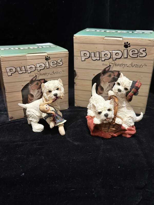 West Highland White Terriers From Puppies From Country Artists Figurines Lot