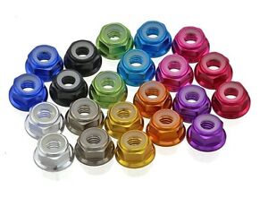 Aluminum Flanged Nylon Lock M5 Anodize Nuts for Industrial 10pcs Nylon Flanged Lock 